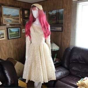 Vintage Tea Length Lace Wedding Dress
